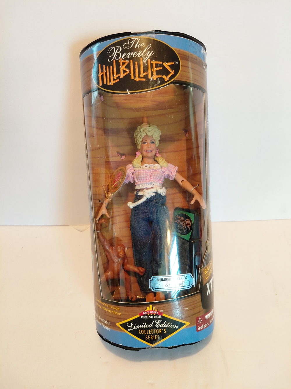 Elie May Doll in Pink Top Outfit with Dark Denim Jeans and White Rope Belt